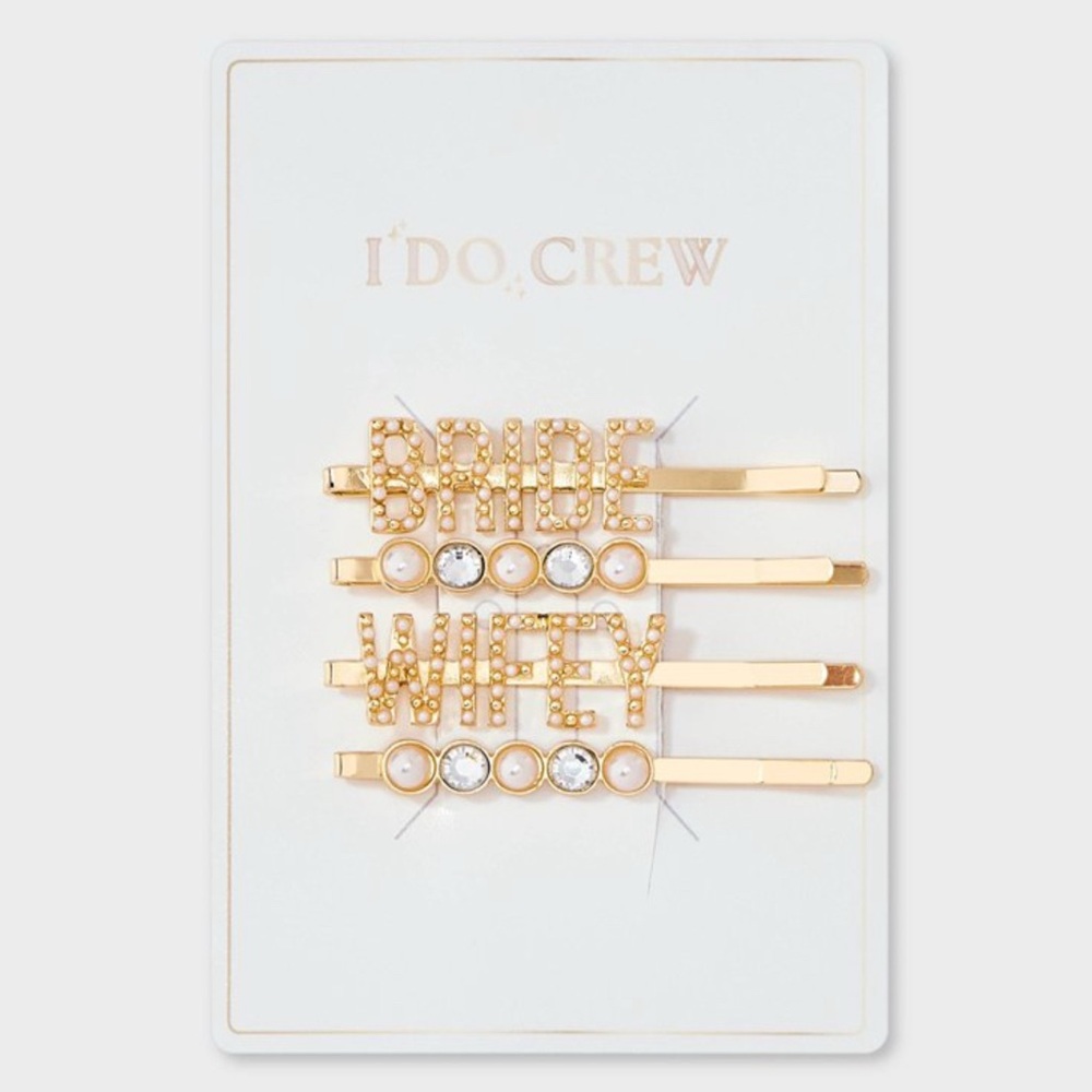 Gold Bride and Wifey Hair Clips